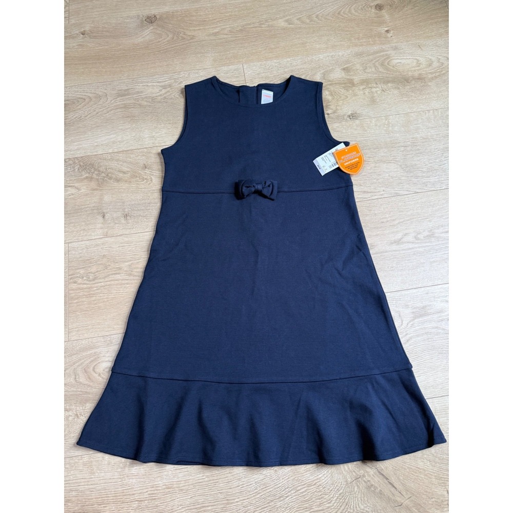 NWT Kids Girls Uniform Gymboree sleeveless bow ruffle jumper dress blue size 12